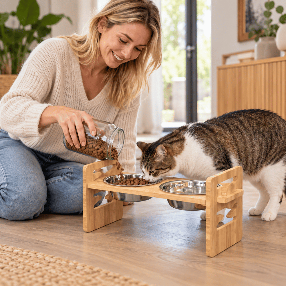 GlideBowl — Comedero elevado de madera para mascotas | 50 % DE DESCUENTO