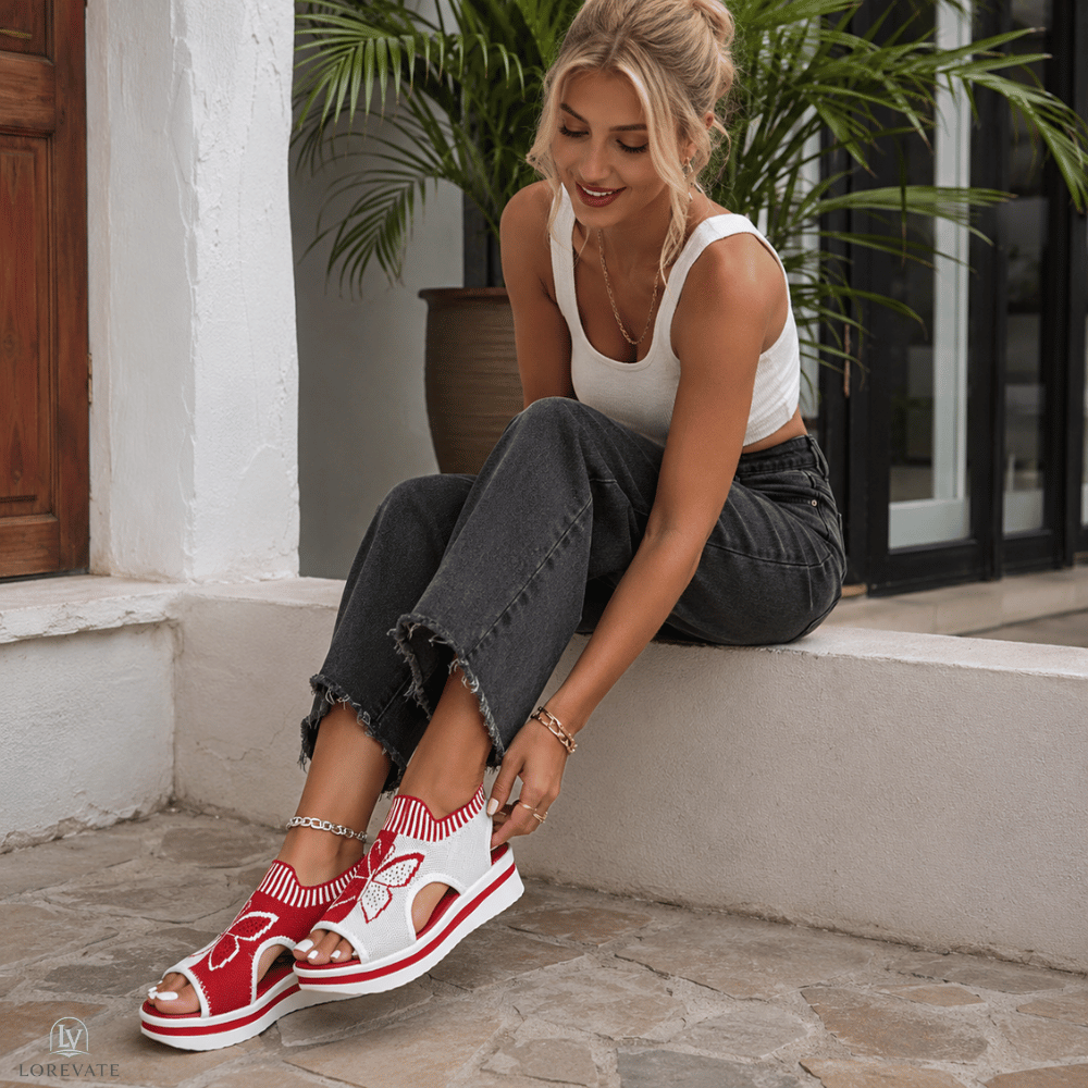 Heidi — Sandalias de malla sin cordones con punta descubierta para mujer | 50% DE DESCUENTO