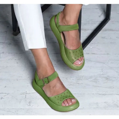 Lauren - Women's Cushioned Leather Sandals with Anti-Slip Sole