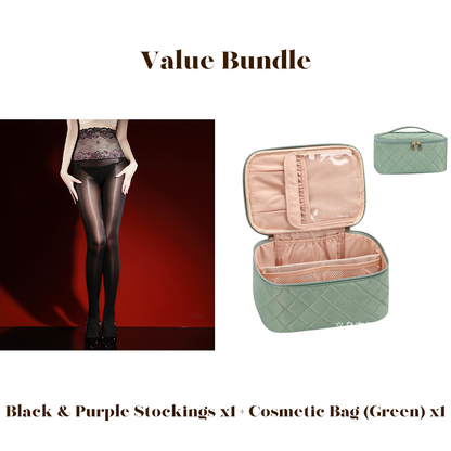 Rose – High-waisted mesh stockings with 3D rose embroidery