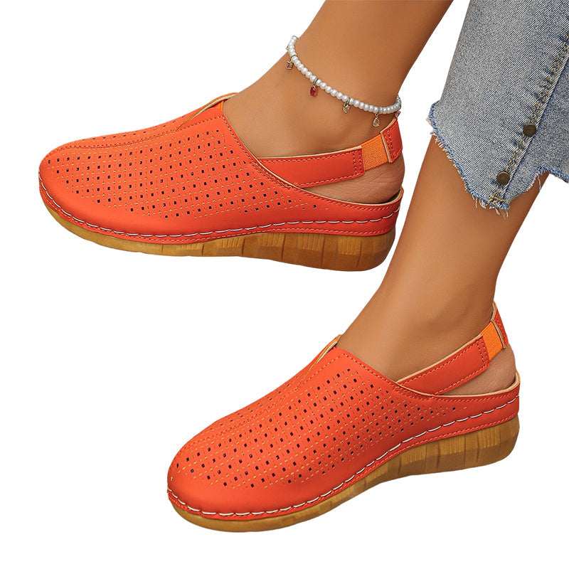 Ava – Perforated Wedge Sandals with Straps for All-Day Comfort