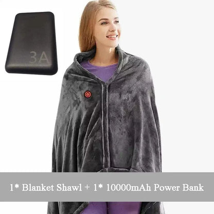 LumaComfort Heated Flannel Shawl — Cozy Warmth Anywhere