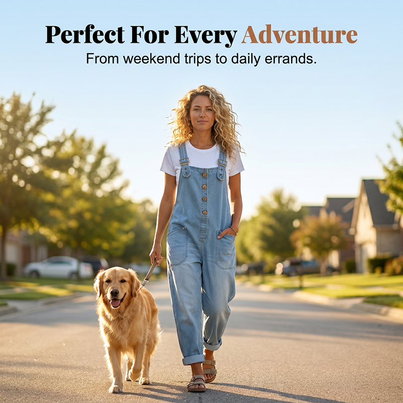Maria – Casual-fitting denim overalls with adjustable buckles