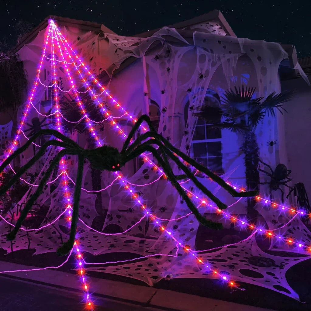 GlowSpell Spider Web Lights — Ignite Spooky Thrills