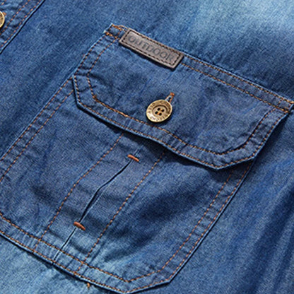 Eddie — Men’s Cotton Blend Denim Shirt with Chest Pockets