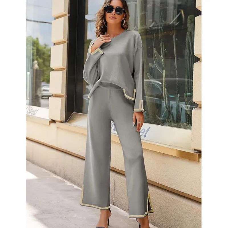 Elle — Women's Suit Set with Wide-Leg Pants for Elegance