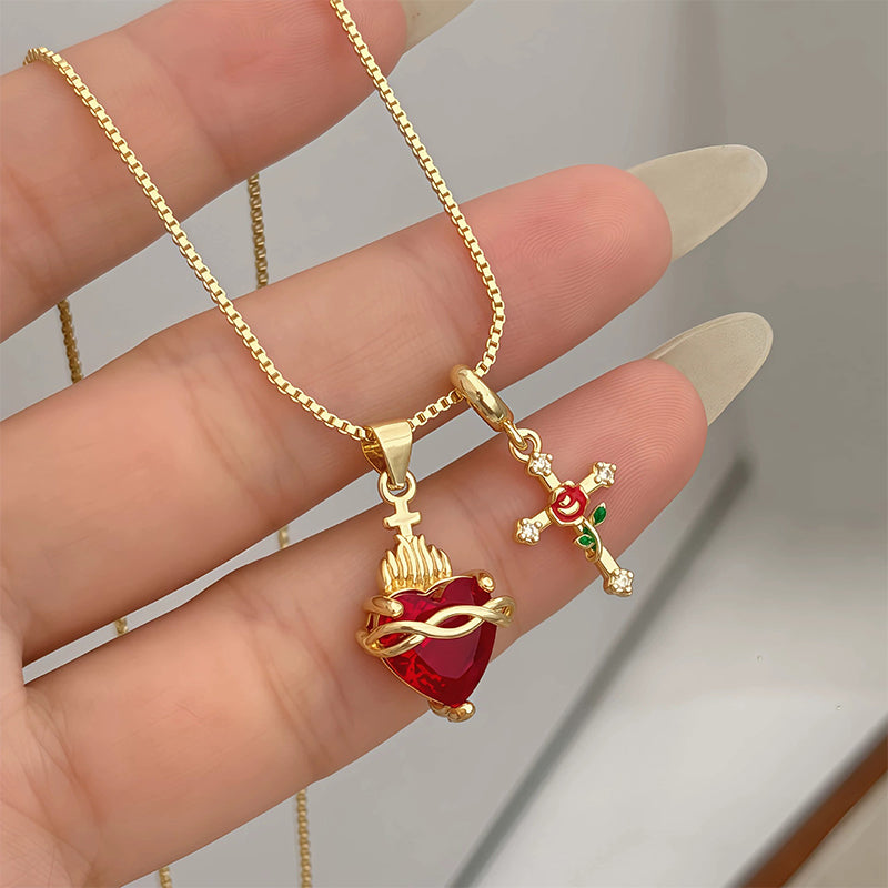 Amara – Double Pendant Necklace in Gold Finish with Adjustable Chain