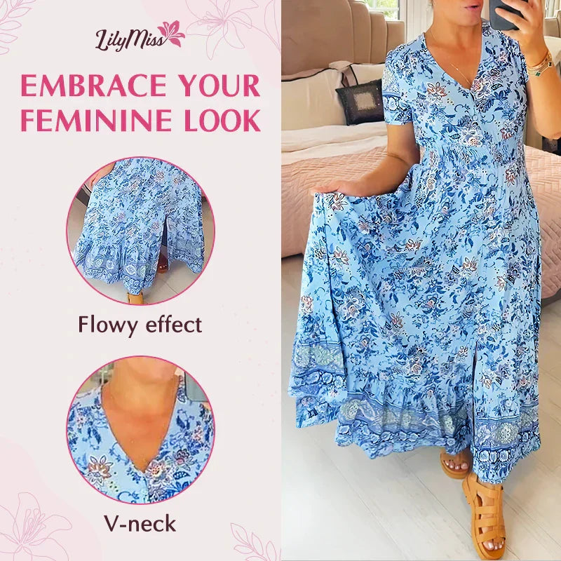 Isla – Flattering Summer Dress with V-Neckline Made of Stretch Cotton