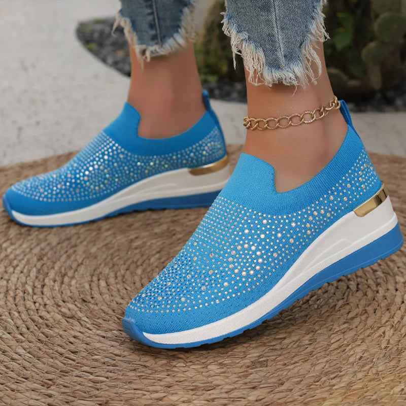 Luna – Breathable Slip-On Sneakers with Rhinestone Accents