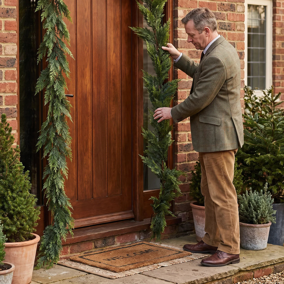 HomeGlow Cedar & Pine Garland — Effortless Cozy Holiday Magic