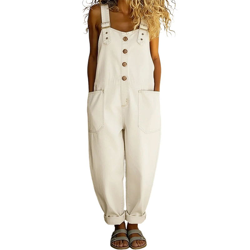 Maria – Casual-fitting denim overalls with adjustable buckles
