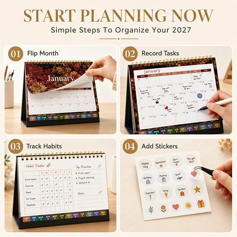 ThriveTrack Desk Calendar — Ignite Focus, Power Productivity