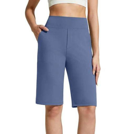 Nina — Women's High Waist Stretch Shorts with Deep Pockets