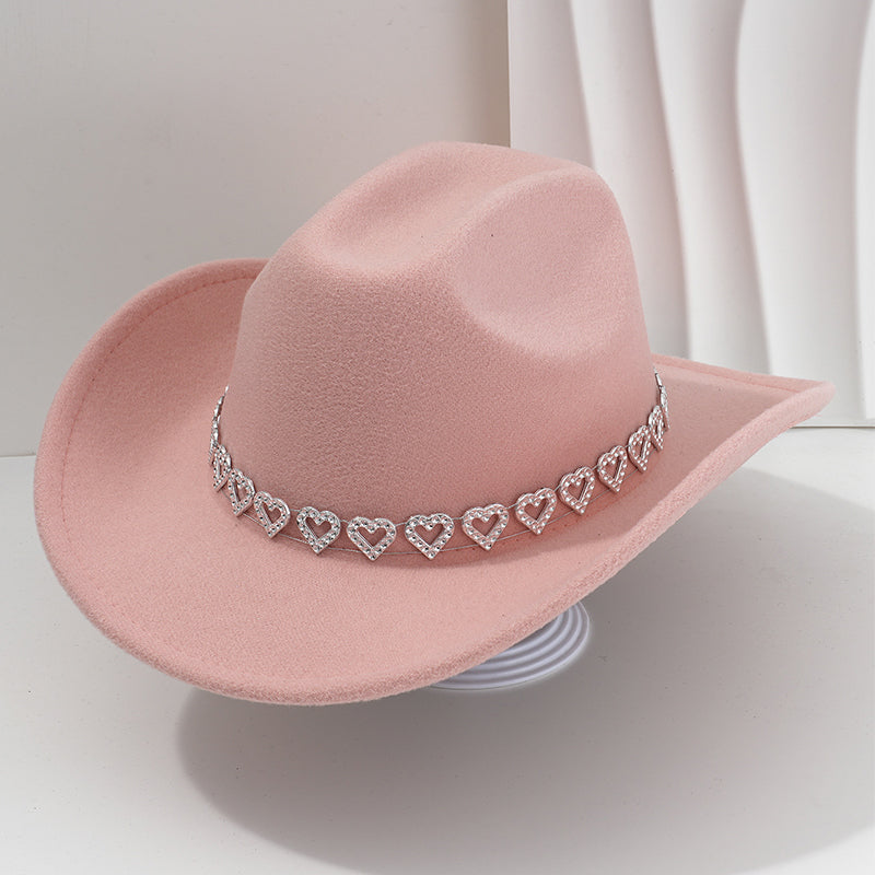 Amelia — Elegant Fedora Hat with Rhinestone Heart