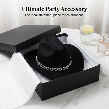 Amelia — Elegant Fedora Hat with Rhinestone Heart