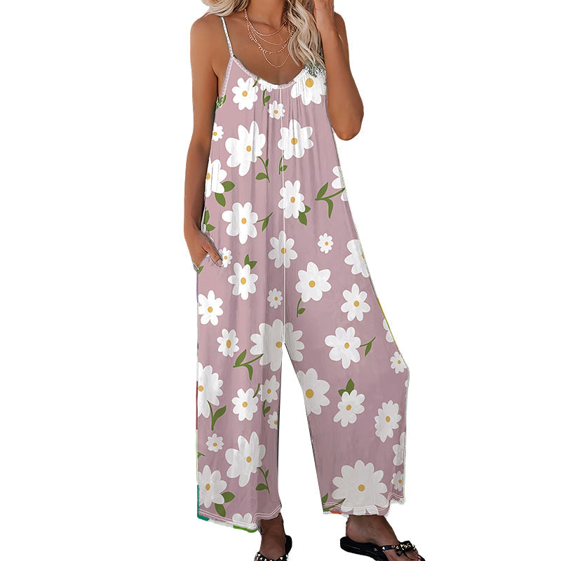 Leonie – Floral Jumpsuit with Pockets and Wide Leg Hem