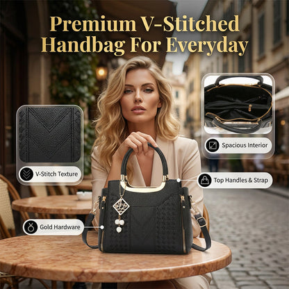 Claire — Stylish PU Leather Handbag with Quilted Pattern
