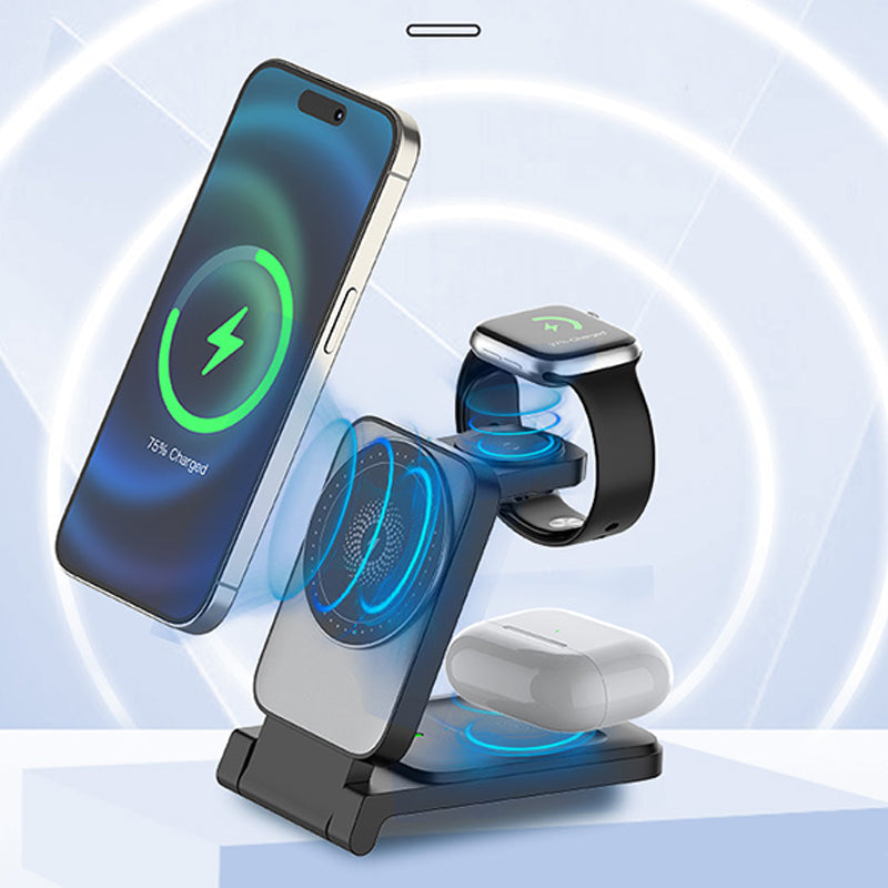 Voltiva 3-in-1 Foldable Wireless Power Hub – Effortless Power Supply for All Devices