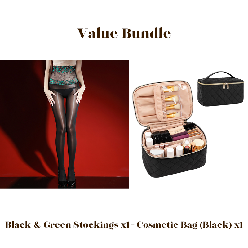 Rose – High-waisted mesh stockings with 3D rose embroidery