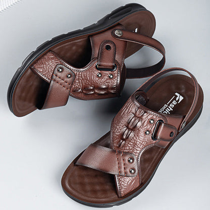 Noah – Men's Leather Sandals with Massage Footbed
