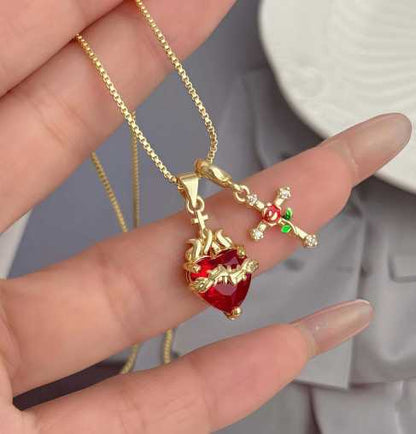 Amara – Double Pendant Necklace in Gold Finish with Adjustable Chain