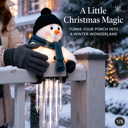 WinterSpirit Snowman Icicle Rail Light — Cozy Glow, Festive Magic