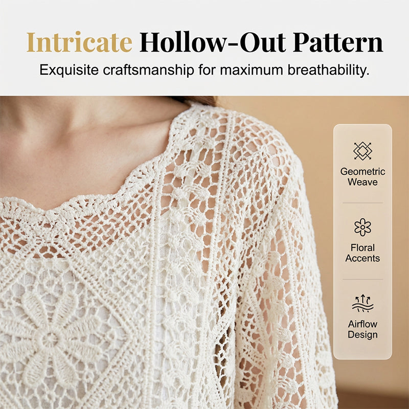 Summer Wrap – Airy Crocheted Beachwear with Flowing Sleeves
