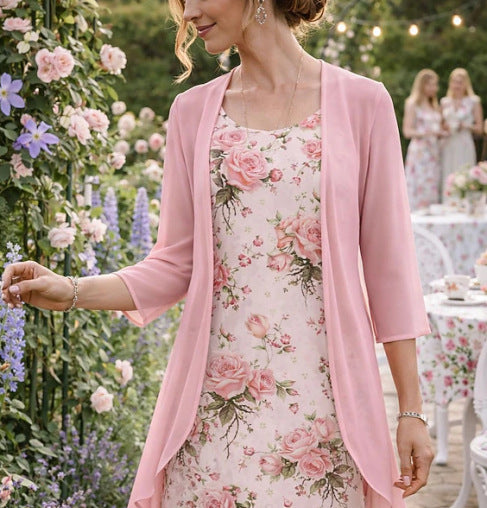 Olivia – Women's Two-Piece Set Made of Chiffon with Cardigan