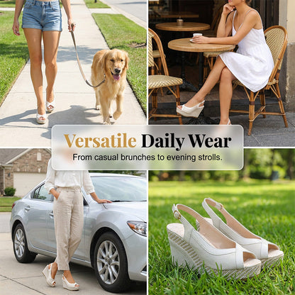 Maya – Women's Breathable Peeptoe Wedge Sandals with Support
