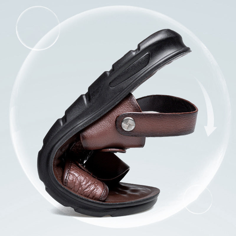 Noah – Men's Leather Sandals with Massage Footbed