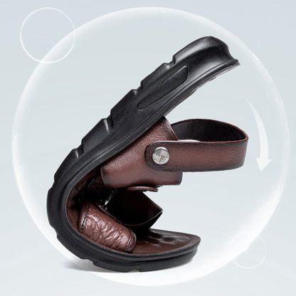 Noah – Men's Leather Sandals with Massage Footbed