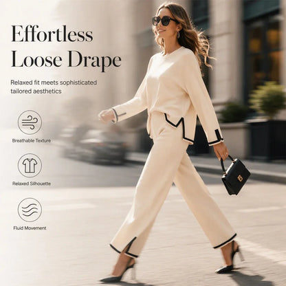 Elle — Women's Suit Set with Wide-Leg Pants for Elegance