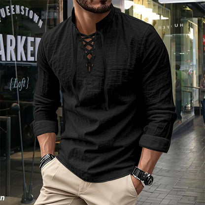 Jasper — Breathable Cotton Blend Shirt with Adjustable Neckline