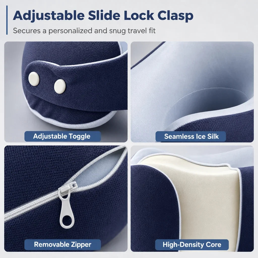 NeckEase Memory Foam Pillow — Travel Pain-Free Bliss