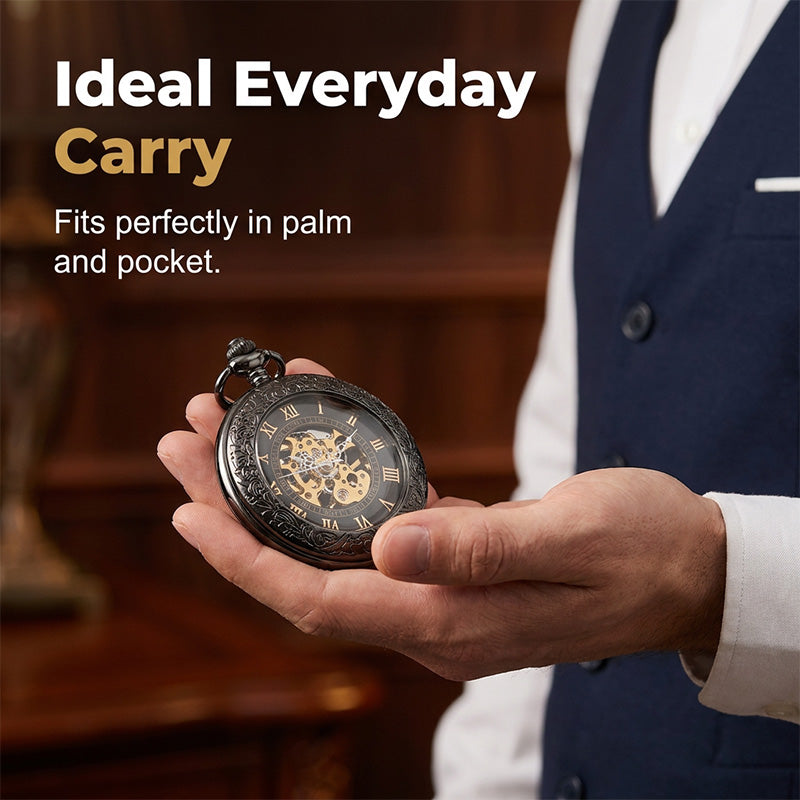 Mechanical pocket watch with spider web pattern — Own timeless boldness