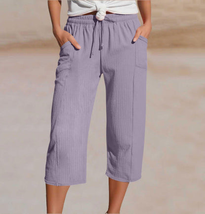 Ava – Lightweight pants made from a linen-cotton blend with adjustable waistband