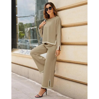 Elle — Women's Suit Set with Wide-Leg Pants for Elegance