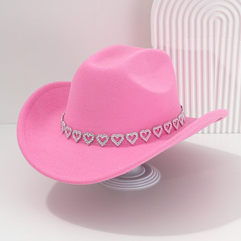 Amelia — Elegant Fedora Hat with Rhinestone Heart