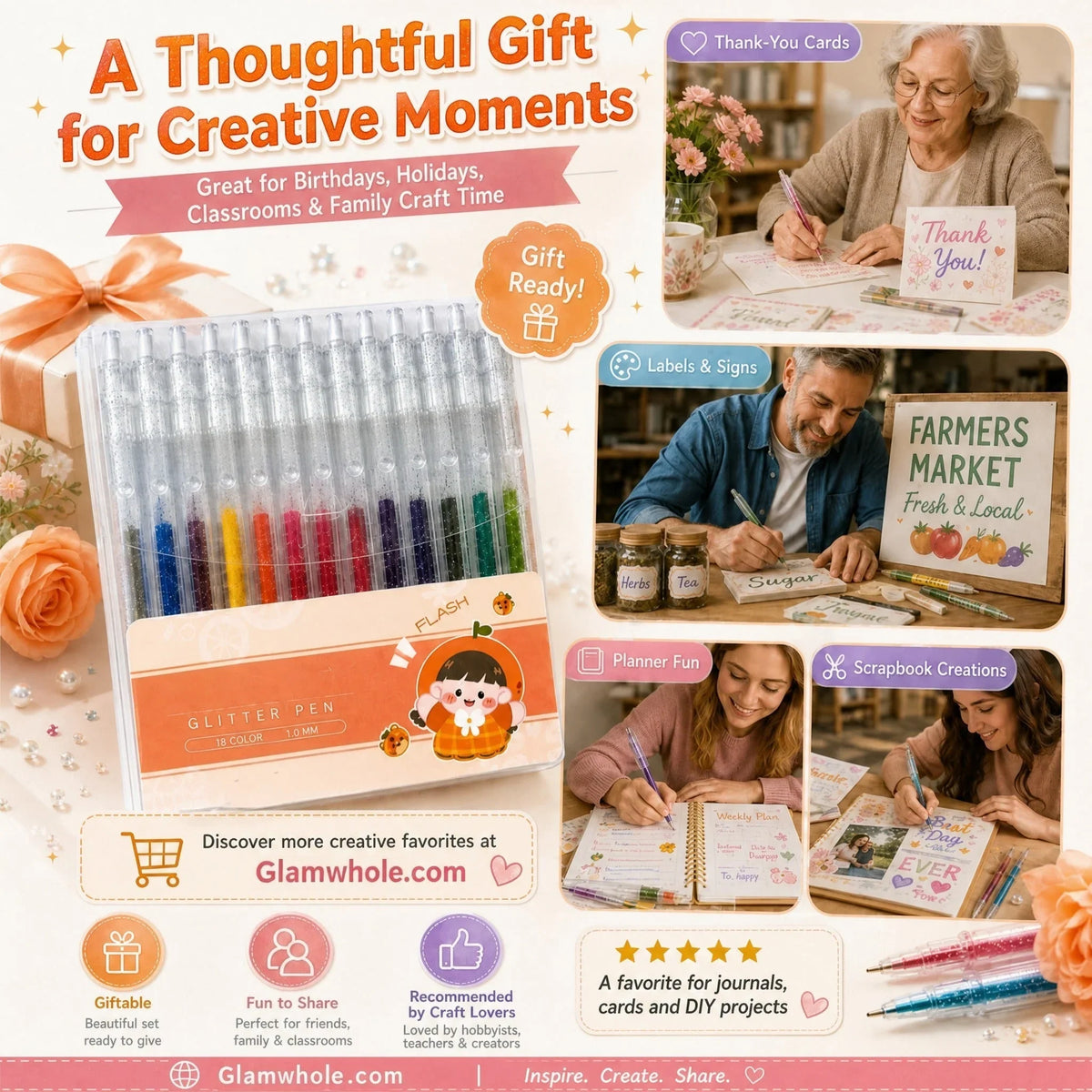 LusterScript Glow Gel Pens — Ignite Creativity Instantly