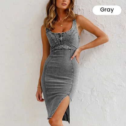 Angela – Denim Bodycon Dress | 50% OFF