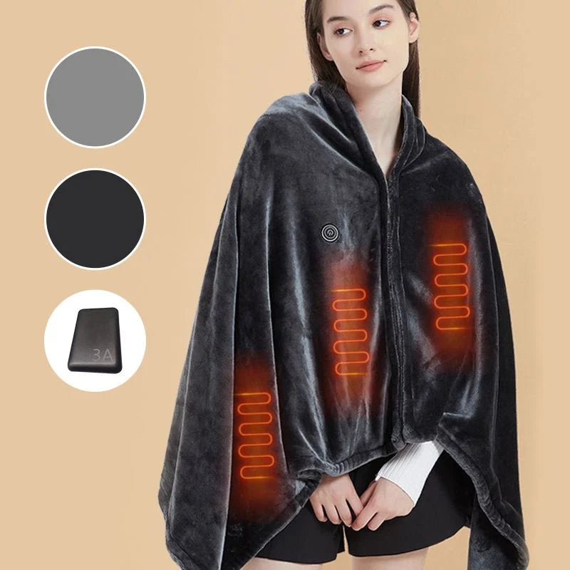 LumaComfort Heated Flannel Shawl — Cozy Warmth Anywhere