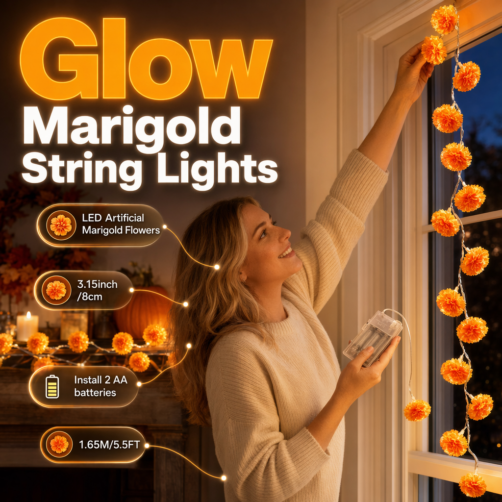 EmberBloom Marigold Lights — Cozy Glow, Instant Magic