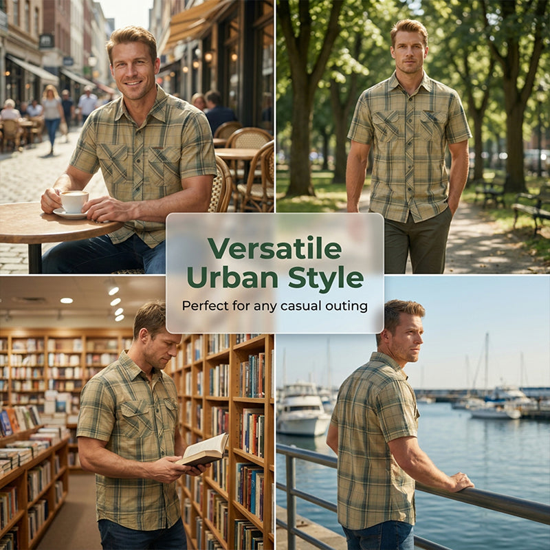 Emma – Short Sleeve Checkered Casual Shirt with Breathable Fabric