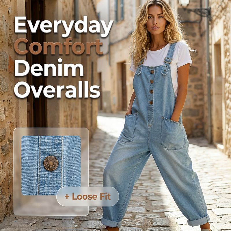 Maria – Casual-fitting denim overalls with adjustable buckles