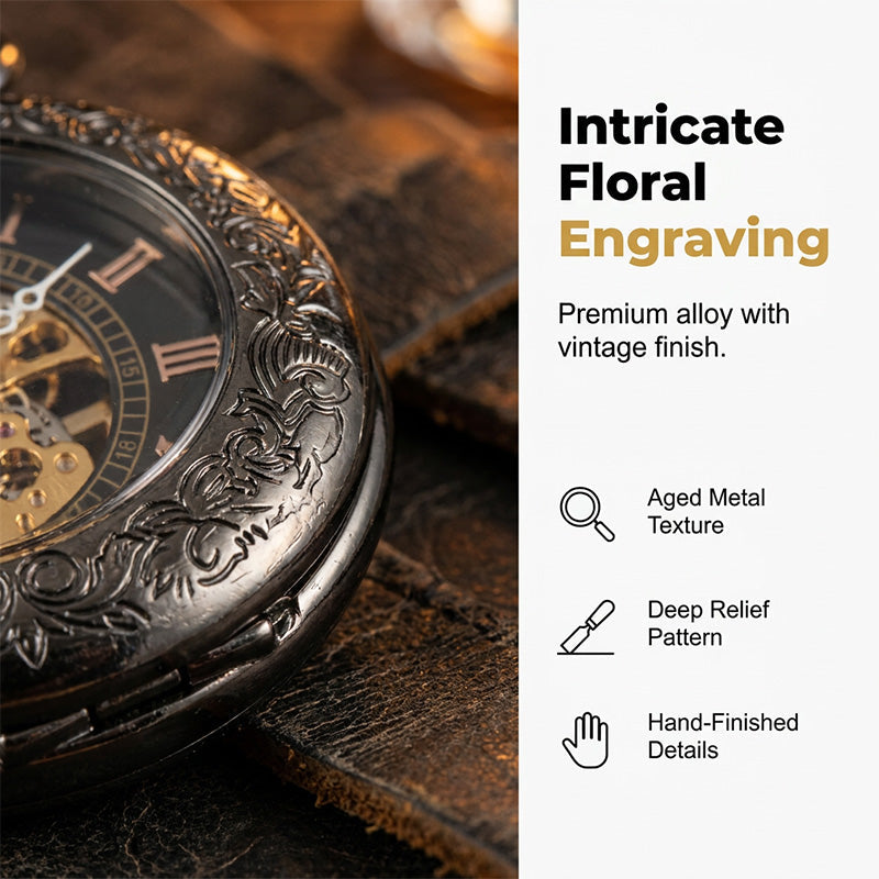 Mechanical pocket watch with spider web pattern — Own timeless boldness