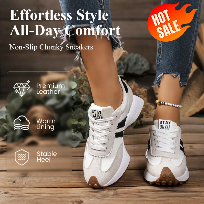 Ava – Women's Vintage-Inspired Chunky Sneakers with 4 cm Height