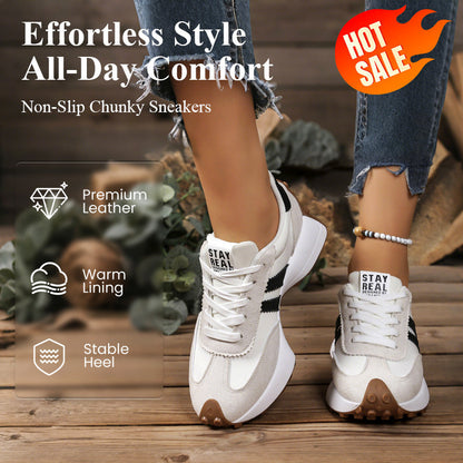 Ava – Women's Vintage-Inspired Chunky Sneakers with 4 cm Height