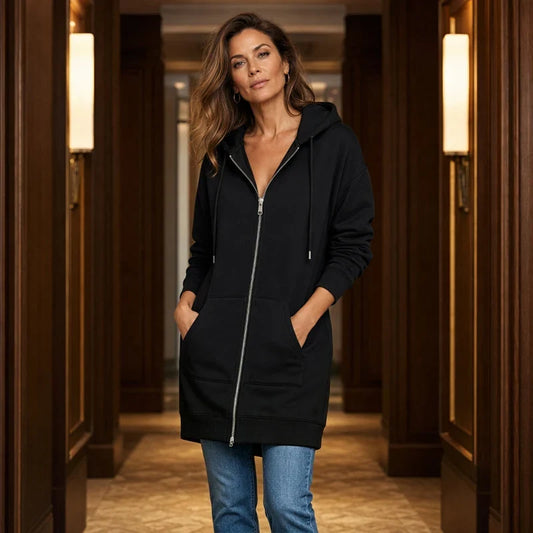 Elise — Full-Zip Long Hoodie Coat | 50% OFF