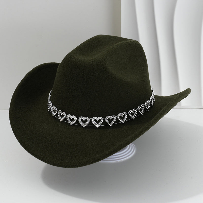 Amelia — Elegant Fedora Hat with Rhinestone Heart