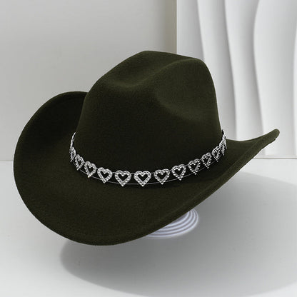 Amelia — Elegant Fedora Hat with Rhinestone Heart